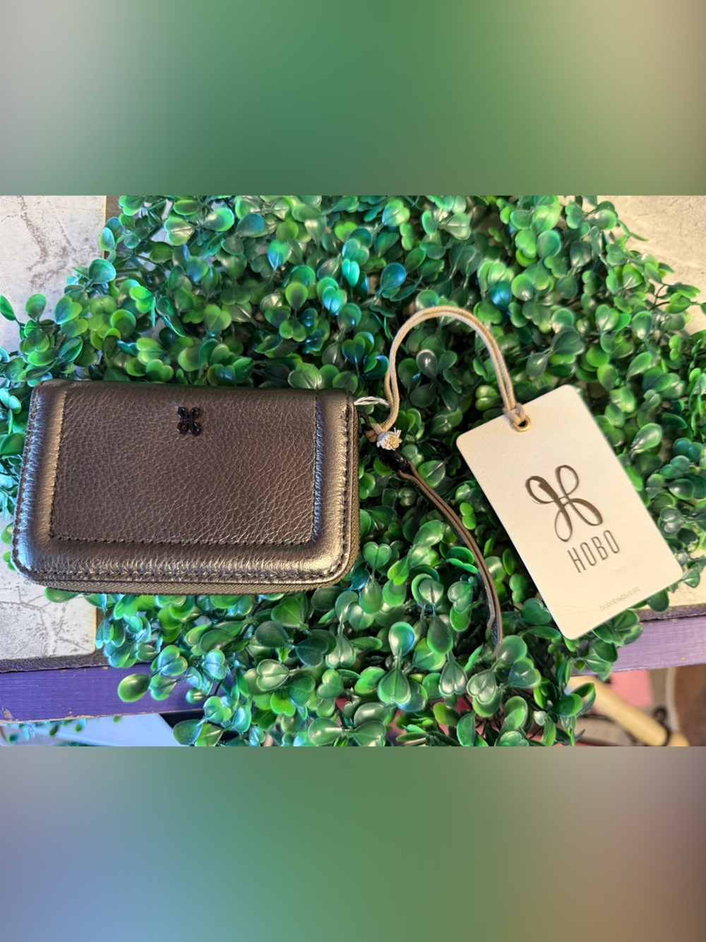 HOBO Black Pebbled Leather Card Holder NWT